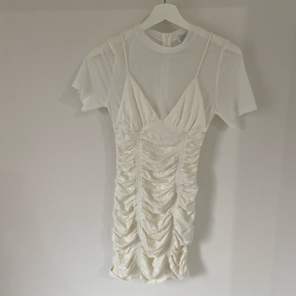 Sabo Skirt Ruched mini dress with mesh tee XS - Picture 2 of 4